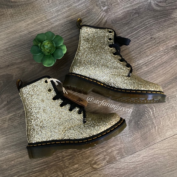 Dr. Martens Shoes Doc Martens Gold Glitter Combat Boots Poshmark